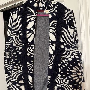 Boden Navy and White Patterned Cardigan